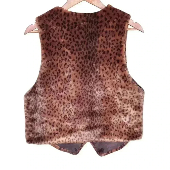 Beautiful Vintage Leopard Print Faux Fur Vest USA - Picture 4 of 6